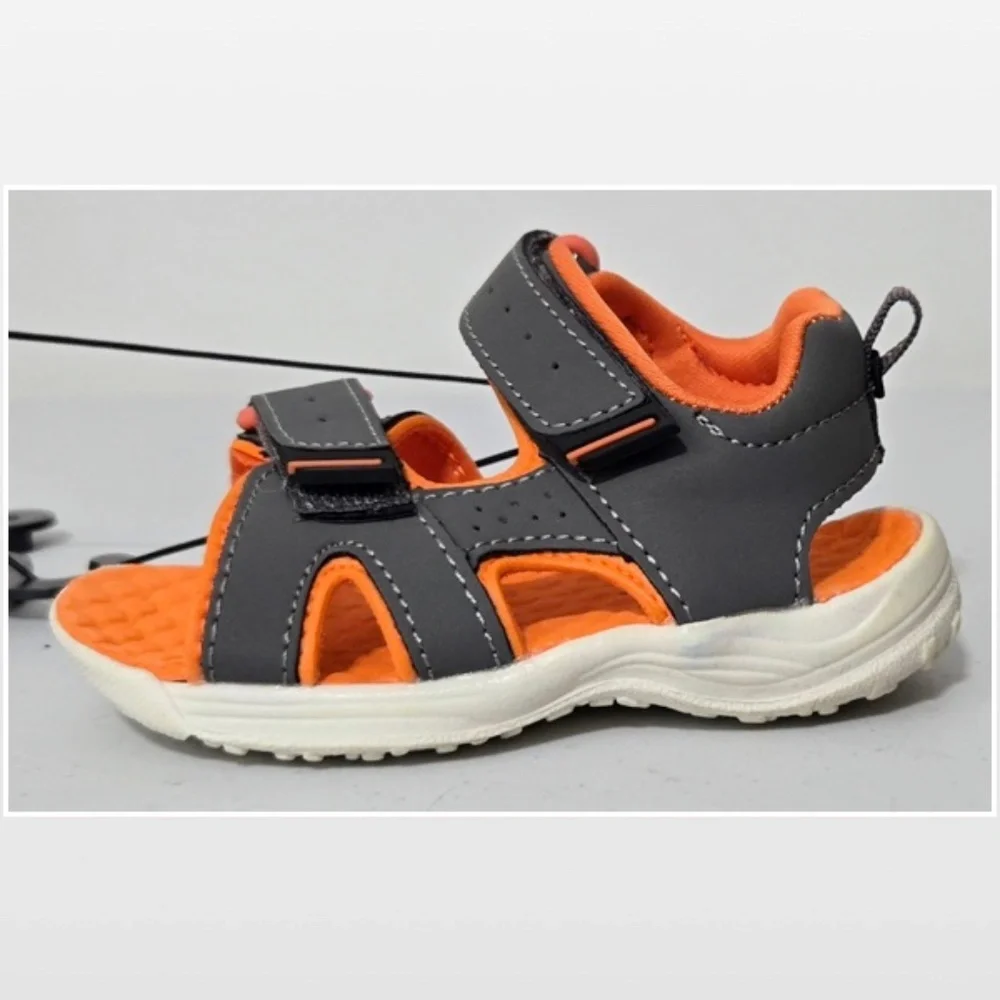 New Falls Creek Shoes Kids Size 5 Toddler Orange Grey Active Sport Sandals NWT